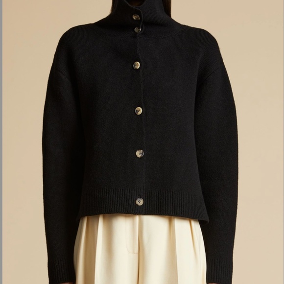 $2800 KHAITE Amrita Cashmere Cardigan in Black - Size M - Picture 4 of 15